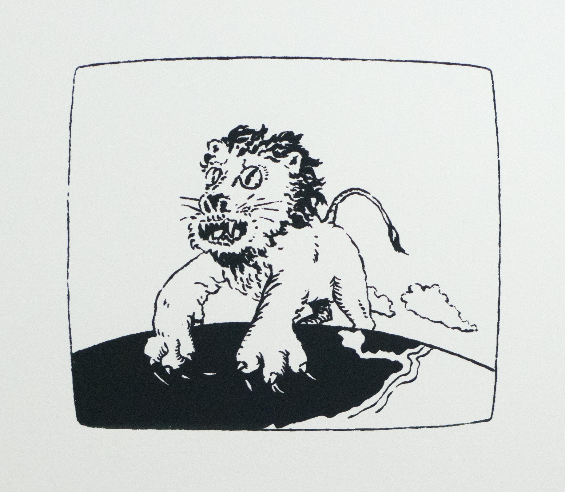 Lion (Kimba); 1983; silkscreen print; edition of 40; image size 6” x 7”