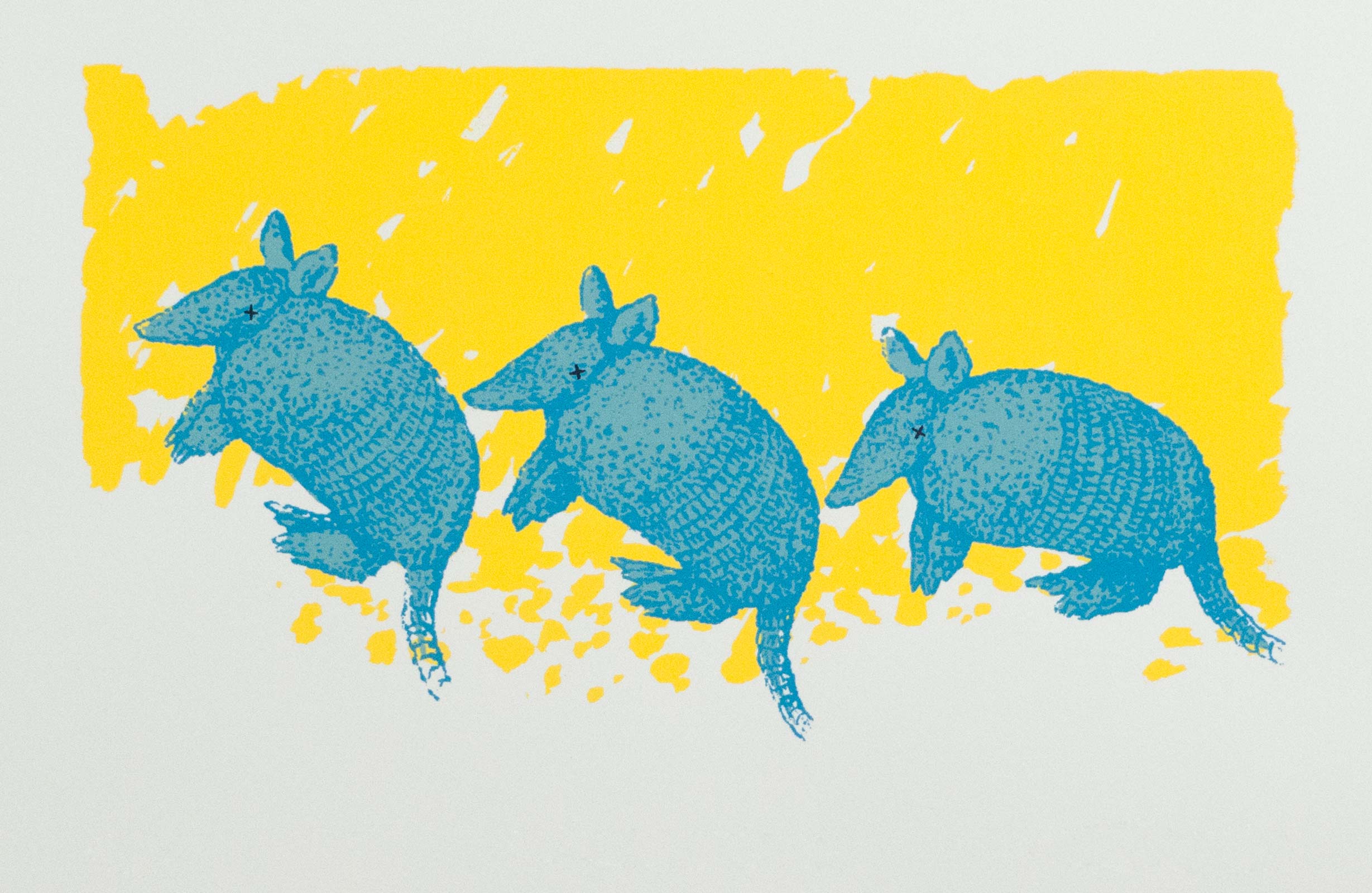Three Blind Armadillos; 1983; silkscreen print; edition of 30; image size 5” x 8.5”